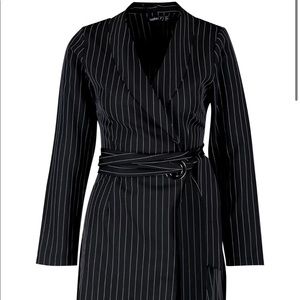 Striped Tie Waist Blazer Dress